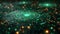 3D green techno abstract background overlap layer on dark space with glowing circle lines decoration.