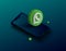 3d green whatsapp circle icon with mobile - illustration