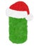 3D â€œGreen wool fur feather letterâ€ creative decorative with Red Christmas hat, Character I isolated in white background