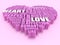 3d group of words shaping a heart with pink background aerial vi