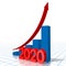 3D growth chart with an arrow, 2020 concept