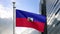 3D, Haitian flag waving on wind. Close up of Haiti banner blowing soft silk.