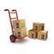 3d Handcart and cardboard boxes