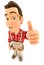 3d handyman positive pose with thumb up