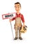 3d handyman with service sign and toolbox