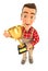 3d handyman standing with gold trophy cup