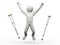 3d happy man jumping throwing crutches