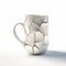 3d Harmony Mug: Luminous White Coffee Mug With Cracked Design