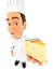 3d head chef holding piece of cheese