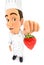 3d head chef holding a strawberry