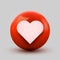 3D Heart ball sign Emoticon Icon Design for Social Network. Modern Emoji
