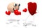 3D heart and brain cartoon characters - boxing, fight