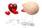 3D heart and brain cartoon characters - boxing, fight