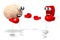 3D heart and brain cartoon characters - boxing, fight