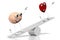 3D heart and brain cartoon characters, swing concept