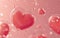 3d heart bubbles on pink background heart