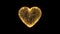 3D heart of golden blinking glow wire mesh on blac