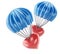 3d heart at parachute. Love concept