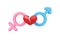 3d heart red broken. Gender symbol of male and female on white background. Concept of heartbroken, sexual, divorce, adultery.