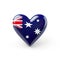 3D heart-shaped Australia flag, isolated on a white background, is a powerful symbol of Greek patriotism