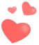 3d hearts icon. Realistic render. Love symbol