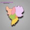 3d High Quality blank map of East Midlands England is a region of England, with borders of the ceremonial counties and different