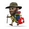 3d Hiker running with a first aid kit