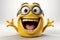 3D hilarious emoji with crazy expression on white
