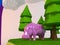 3d Hippo inside a low-poly green scene