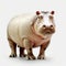 3d Hippopotamus Animal Portrait: Genderless, Light White And Light Red, National Geographic Style