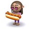 3d Hippy loves hotdogs