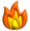 3D hot icon, fire, flame buttons for emoji