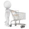 3d human character with an empty Shopping Trolley