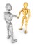 3d human figures handshaking on white background