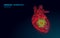 3D human heart attack disorder. Medical depression anxiety cardiac pain emergency low poly drug treatment. Abstract