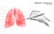 3D human lungs medicine graph research concept. Respiratory virus infection cancer danger analysis. Therapy of