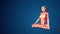 3D human Siddhasana or Adept’s yoga Pose on blue background (normal hand)