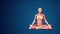 3D human Siddhasana with hand mudra yoga Pose on blue background