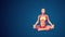 3D human Sukhasana or Easy yoga Pose on blue background