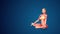 3D human Sukhasana or Easy yoga Pose on blue background