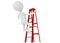 3d humanoid character falling from a red ladder