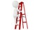 3d humanoid character up a red ladder