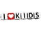 3D I Love Kids Button Click Here Block Text