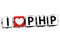 3D I Love PHP Button Click Here Block Text