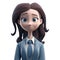 3D icon avatar business woman illustration of smiling happy girl. Cartoon close up portrait of standing teenager girl on isolated