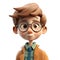 3D icon avatar cartoon character teenager, stylish man, cartoon people close up portrait on isolated on transparent png background