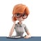 3D icon avatar cartoon Young accountant calculating invoice with calculator at workplace tax, people close up portrait on 