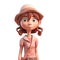 3D icon avatar woman in a hat illustration of smiling happy girl. Cartoon close up portrait people of standing teenager on