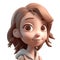 3D icon avatar woman illustration of smiling happy girl. Cartoon close up portrait people of standing teenager on isolated on