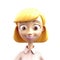 3D icon avatar woman illustration of smiling happy girl. Cartoon close up portrait people of standing teenager on isolated on